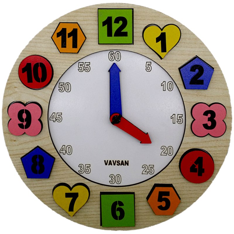 Vavsan Geometrik Şekil Eğitici Saat Oyuncak Puzzle